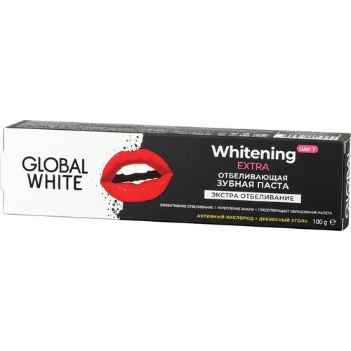 Зубная паста отбеливающая Global White Extra Whitening, 100 г зубная паста отбеливающая global white whitening enzyme 100 мл
