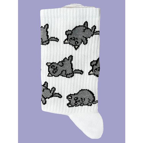 Носки Krumpy Socks TxT Ленивый Котик, 40-45, белый