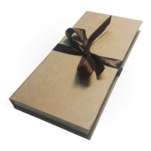 Подарочная коробка для денег с бантом, крафт бумага, 172 х 83 х 16 мм, коричневая
