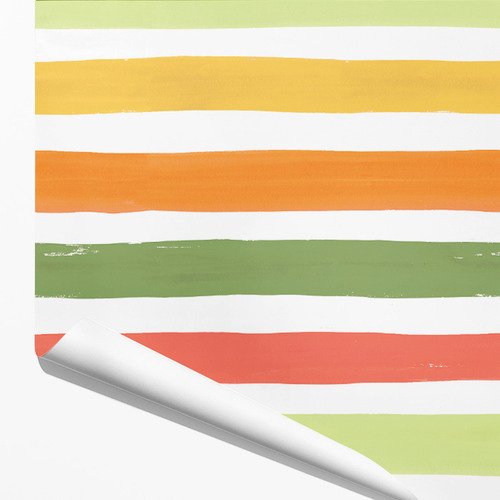 упаковочная бумага красота в деталях звери на персиковом фоне 70 х 100 см Упаковочная бумага Красота в деталях Широкие зелёно-жёлтые полосы