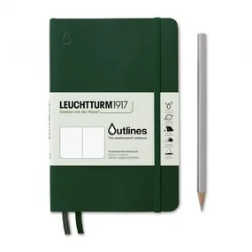 Блокнот Leuchtturm Outlines B6, непромокаемый, 44 листа, в точку, зелёно-голубой, В6+