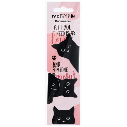 Закладки магнитные для книг, Meshu Black Cat, 3 шт