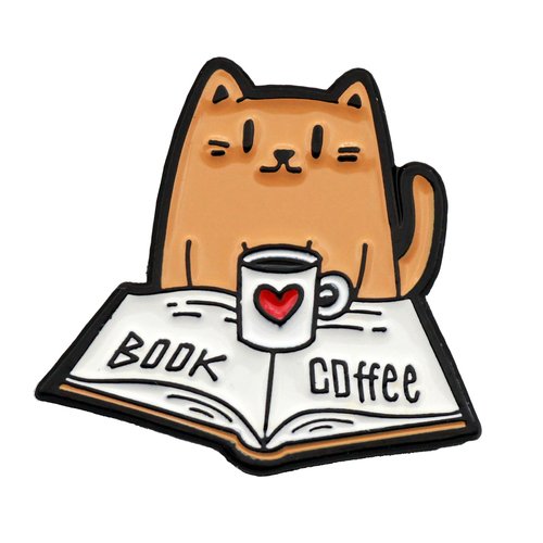 Металлический значок Krumpy Socks Cat with book