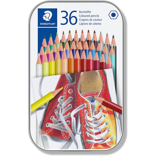Набор цветных карандашей, 36 шт, металлическая коробка