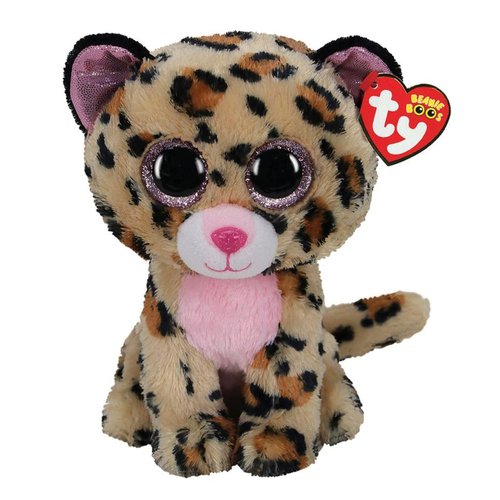 Мягкая игрушка TY Beanie Boo's леопард Ливви, коричнево-розовый, 25 см ty мягкая игрушка beanie boo s кошечка опал 25см