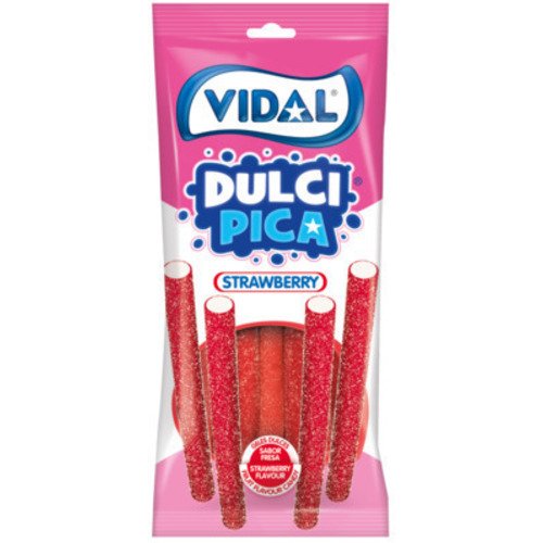 Жевательный мармелад Vidal Dulci Pica Sour Strawberry, 90 г жевательный мармелад bebeto sour sticks со вкусом арбуза 35 г