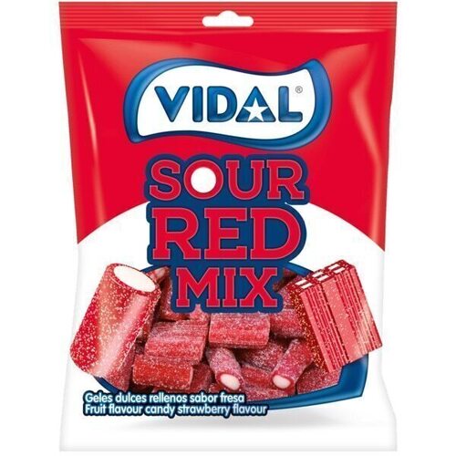 Жевательный мармелад Vidal Sour Red Mix, 90 г жевательный мармелад пластинки клубника 100 г
