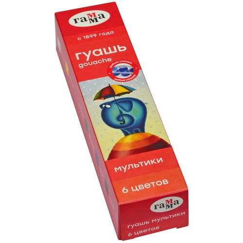 Гуашь Гамма Мультики 06 цветов 15мл блок-тара 100222-6 119₽