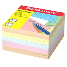 Бумага для заметок ErichKrause, 90x90x50 мм, 4 цвета