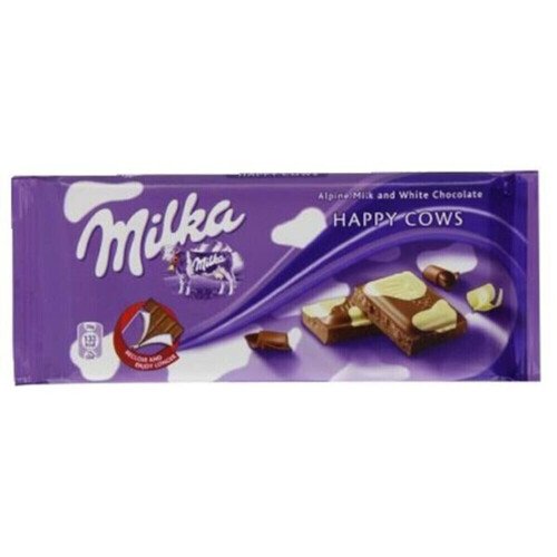Шоколад Milka Happy Cows, 100 гр шоколад трехслойный milka peanut caramel 276 г