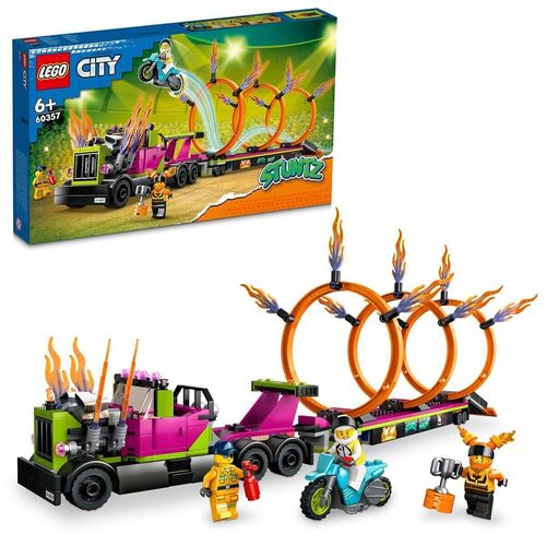 конструктор lego city 60357 трюковый грузовик и огненное кольцо 479 дет Конструктор LEGO City Трюковый грузовик и огненное кольцо 60357