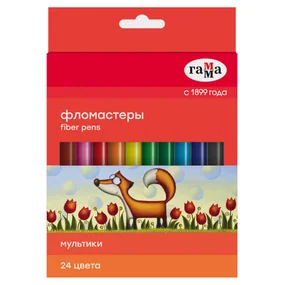 Фломастеры Гамма Мультики, 24 цвета, смываемые