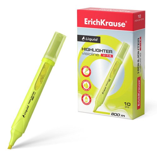 Текстмаркер ErichKrause Liquid Visioline V-14 Pastel цвет чернил желтый 80₽
