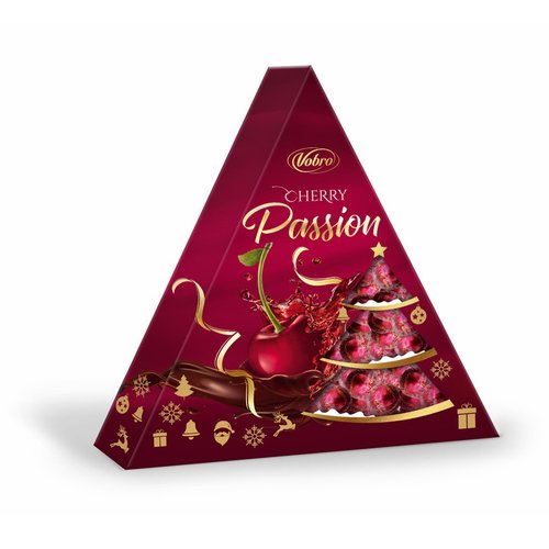 Конфеты шоколадные Vobro Cherry Passion с вишней и ликером в подарочной упаковке 126 г 521₽