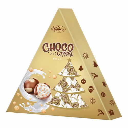 Конфеты шоколадные Vobro Christmas Tree Choco Crispy milk в молочном и белом шоколаде с начинкой 112 г 536₽