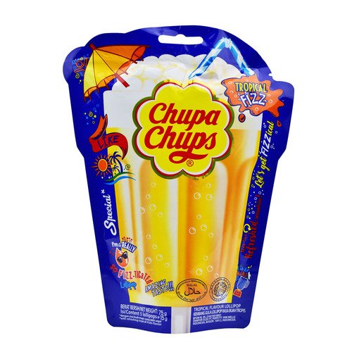 Леденец Chupa Chups Tropical Fizz, 75 гр карамель chupa chups со вкусом тропических фруктов 15 г