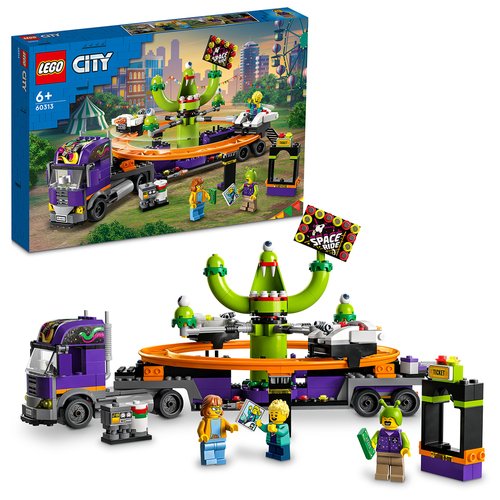 Конструктор LEGO City 60313 Грузовик с аттракционом Космические горки конструктор lego city 60313 грузовик с аттракционом космические горки