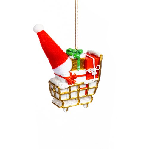 Новогоднее подвесное украшение Тележка из полирезины, 3,5 x 10 x 7,5 см украшение новогоднее подвесное ангел 8 7 15см упаковочный пакет с хедером
