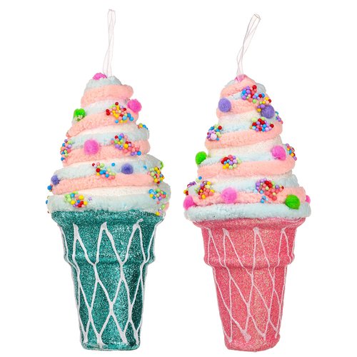 Подвеска декоративная СНОУ БУМ Мороженое-рожок с кремом 9 х 9 х 20 см 2 цвета 295₽