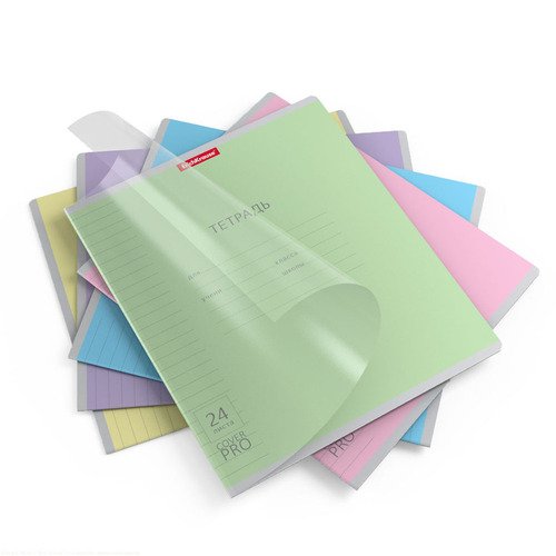 Тетрадь ErichKrause Классика CoverPrо школьная ученическая с пластиковой обложкой А5 24 листа линейка на скобе в ассортименте 80₽