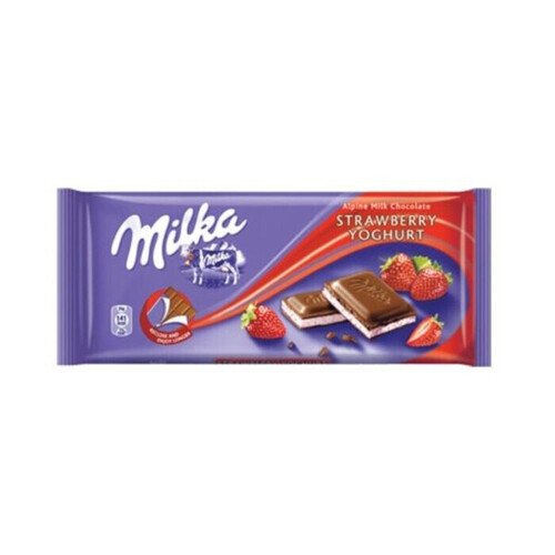 Шоколад Milka Strawberry Yoghurt, 100 гр маршмеллоу сладкий снег для детей со вкусом молочного шоколада 70 г