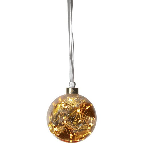 Декоративное украшение Star Trading Светодиодный шар, 10 см, 15 ламп, янтарь, теплый белый украшение lefard шар зимний лес 10cm с подсветкой 862 256