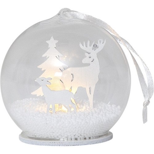 Подвесное украшение Снежный шар Олени, 8 см, белый подсвечник декоративный koopman ny 7 3x7 3x8 см