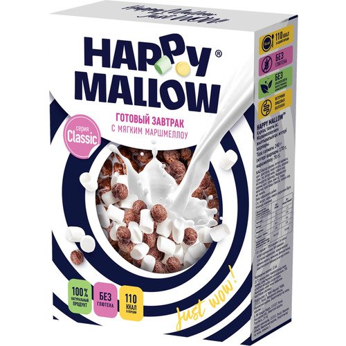 Готовый завтрак Happy Mallow, с мягким маршмеллоу, 240 г подарочный набор маршмеллоу fluffy happy life