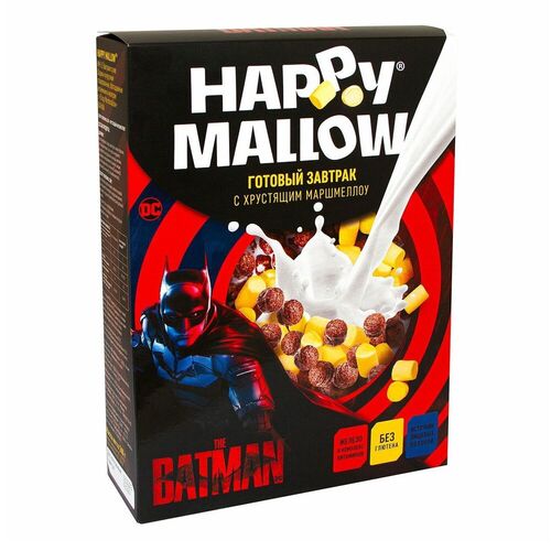 Готовый завтрак Happy Mallow Batman, с маршмеллоу, 240 г готовый завтрак happy mallow classic с мягким маршмеллоу 240 г