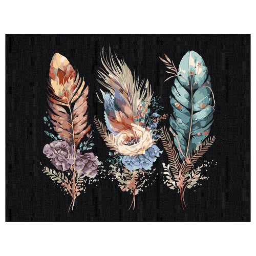 Картина по номерам на черном холсте Три совы Легкость пера 30х40 см 850₽