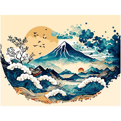 Картина по номерам на холсте Три совы Япония, 30х40 см