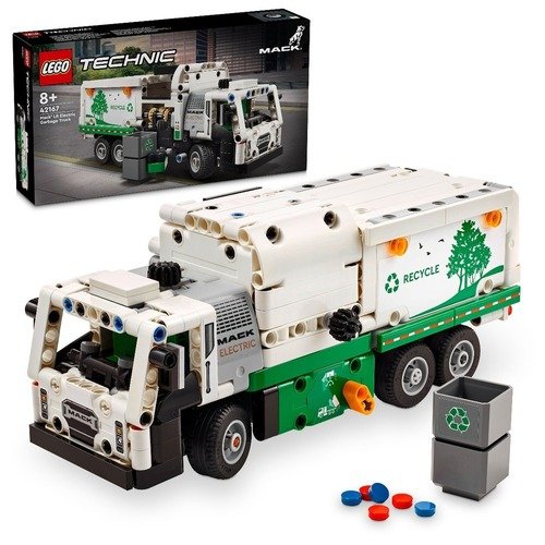 Конструктор LEGO Technic 42167 Электрический мусоровоз Mack LR детская дорога телефон с вилочным погрузчиком модель большой строительный грузовик для мальчиков 1 ребенок 2 инерционная модель роликовые