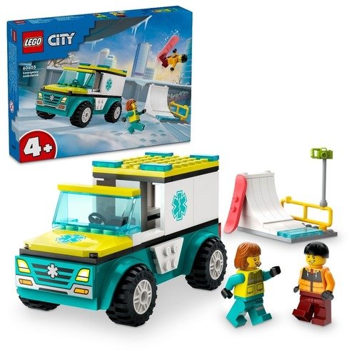 Конструктор LEGO City 60403 Скорая помощь и сноубордист lego city 60179 вертолет скорой помощи 190 дет