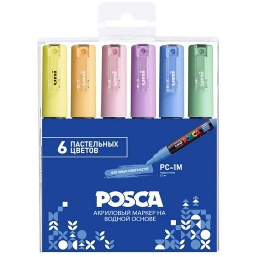 Набор маркеров Posca PC-1M Пастельные цвета, 6 шт набор маркеров на водной основе волшебство 4шт 2х8х14 см