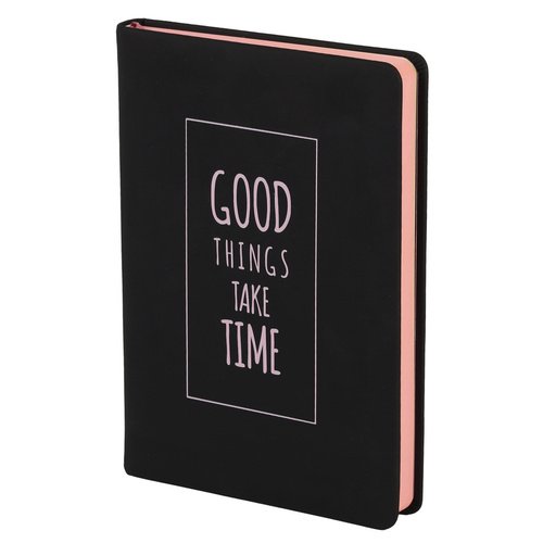 Ежедневник Fiorenzo Phrase soft touch, А5, 168л, черный, розовый срез