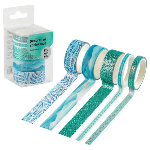 Набор клейких декоративных лент Meshu Blue pattern, 5шт 5 шт коробка декоративные ленты для скрапбукинга