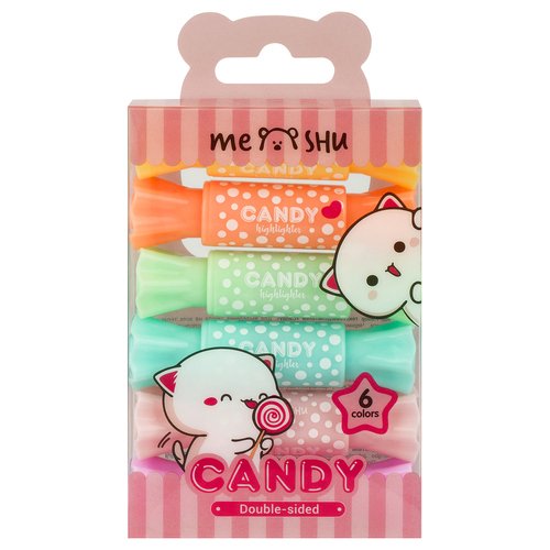 Набор текстовыделителей двусторонних Meshu Candy 6 цветов пастельные цвета 440₽