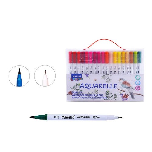 Набор маркеров акварельных двусторонних Mazari Aquarelle 36 цветов М-15213-36 1800₽