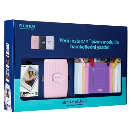 цена Принтер моментальной печати фото для смартфонов INSTAX MINI LINK 2 SOFT PINK BUNDLE BOX