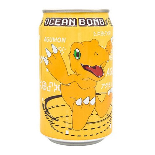 напиток газированный лимонад 0 5л Лимонад Ocean Bomb Digimon Agumon со вкусом банана, 330 мл