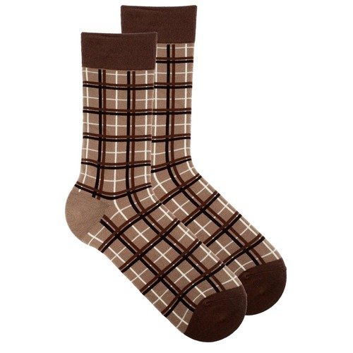 Носки Krumpy Socks Brown Mode Клетка, размер 40-45