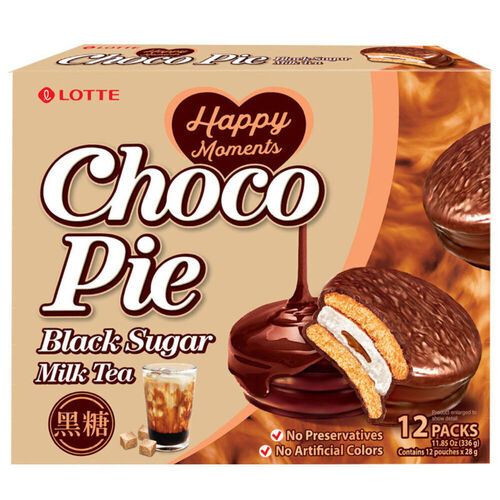 Печенье Lotte Choco Pie Milk Tea, 336 гр fun food lotte жевательная резинка lotte со вкусом голубики