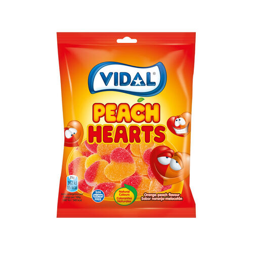 жевательный мармелад vidal sour red mix 90 г Жевательный мармелад VIDAL Peach Hearts, 90 г