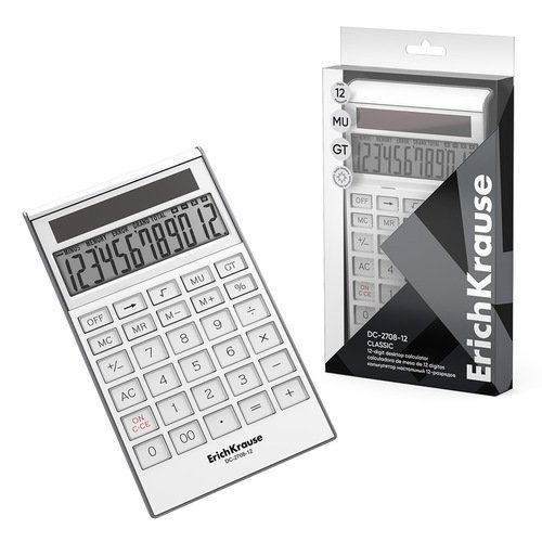 Калькулятор настольный 12-разрядов ErichKrause DC-2708-12 Classic белый 2000₽