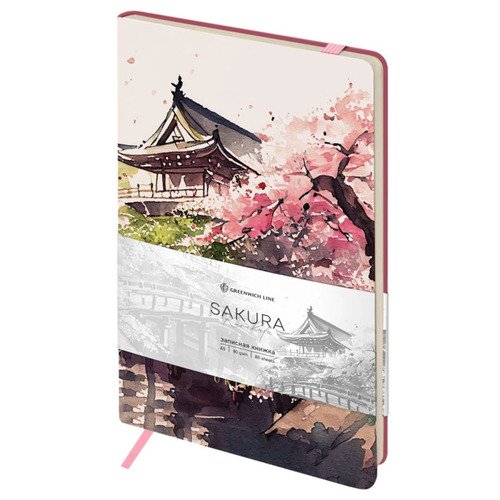 Записная книжка Greenwich Line Sakura Karahafu А5 80л ЛАЙТ кожзам с резинкой в линию 650₽