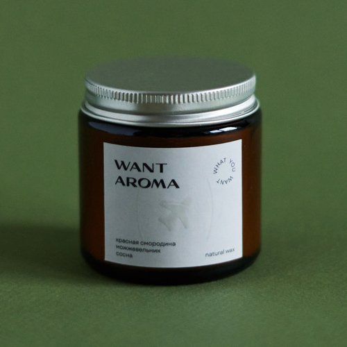 Свеча красная смородина, можжевельник, сосна, хлопковый фитиль