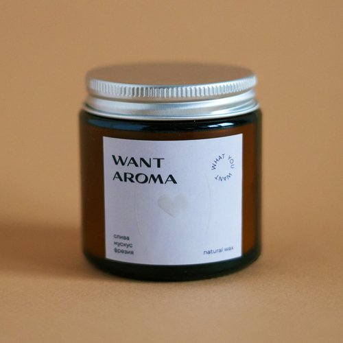 Свеча слива, мускус, фрезия, хлопковый фитиль