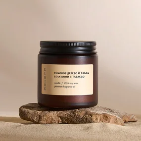 Ароматическая свеча Glotok Тиковое дерево и табак, 120 гр