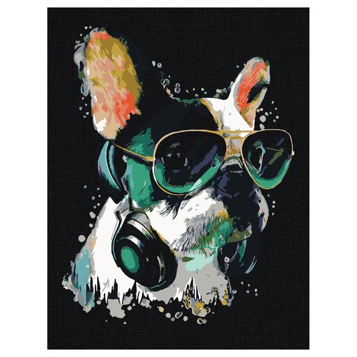 Картина по номерам на черном холсте Три совы Меломан 30х40 см c акриловыми красками и кистями 1100₽