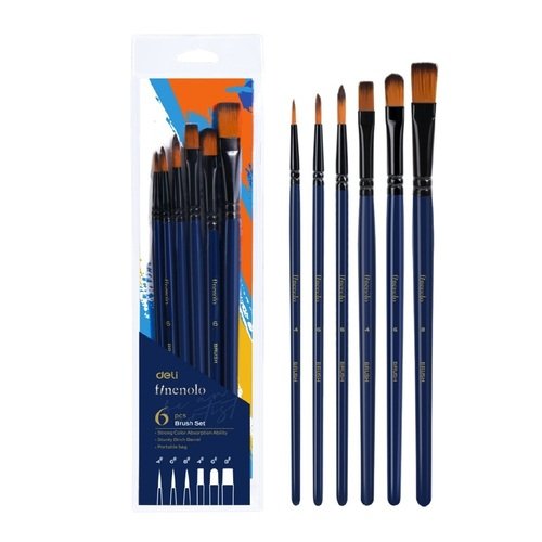 Набор кистей Finenolo мягкая синтетика 6 шт круглые 4 6 8 плоские 4 8 овальная 6 530₽